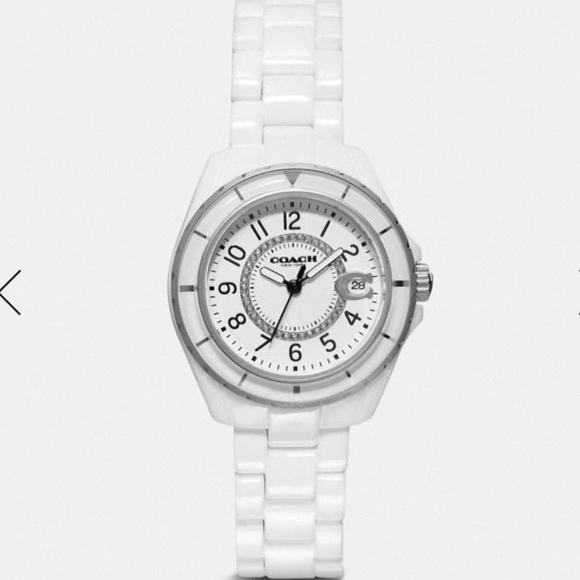 coach white ceramic watch